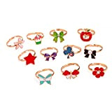 U-M Pulabo, anelli per bambini, anelli regolabili per bambine, 10 anelli per ragazze, senza scatola a forma di cuore, colore: ...