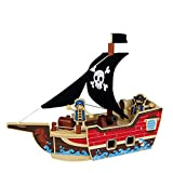 UDEAS Nave pirata giocattolo in legno, collezione pirata nave pirata, personaggi divertenti, bandiera pirata teschio, facile da montare, giocattolo per ...