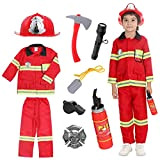 Udekit Costume da Pompiere per Bambini Capo dei Pompieri Cosplay Gioco di Ruolo Accessori per Giocattoli per Età 4 - ...