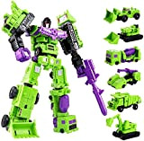 UIGJIOG Transformers Toy Model for Children 6 in 1 Model Defensor Devastator Automation Figure Robot Plastic Toy,Verde