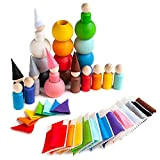 Ulanik Peg Bambole con Cappelli e Letti in Una Palla Montessori Giocattolo di Legno Sorter 12 Gnomi 60mm età 3 ...
