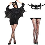Ulikey Costume Halloween Pipistrello, Donna Bat Costume Costumi di Carnevale da Vampiro, Costume da Gioco di Ruolo Ali da Pipistrello ...