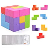Ulikey Giocattoli Magic Cubes, Cubo Puzzle, 3D Puzzle Puzzle di Costruzione Building Blocks Giocattolo 7 Bricks e 54 Carte Brainteaser ...
