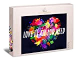 Ulmer Puzzleschmiede "Love is All You Need" - Puzzle contemporaneo da 1000 pezzi - illustrazione a forma di cuore colorata ...