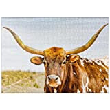 Una Mucca Longhorn Del Texas Al Pascolo - Premium 500 Pezzi Puzzle - MyPuzzle Collezione speciale di Puzzle Galaxy