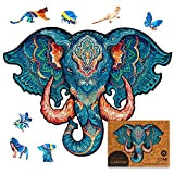 UNIDRAGON Puzzle Originali di Legno - Elefante Eterno, 194 pezzi, Dimensione Media, 34 x 26 cm, Bellissimo Pacchetto Regalo, Forma ...