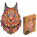 Unidragon Wooden Puzzle Jigsaw, Best Gift for Adults and Kids, Unique Shape Jigsaw Pieces Gentle Lynx, 10.6x16.1 in (27 x ...
