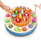 Uping Giochi Montessori Giochi Bambini Giochi di Pesca Magnetico per Bambini in Legno, 2 in 1 Puzzle Magnetico Giocattoli Educativi ...