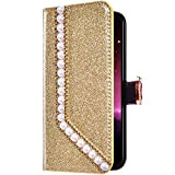 Uposao Compatibile con Huawei Mate 10 Lite Glitter Cover Portafoglio Disegno Brillantini Diamond Cuore Amore a Libro in PU Pelle ...