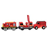 Uposao - Locomotiva elettrica per bambini, treno in legno, ad alta velocità, giocattolo a batteria, locomotiva giocattolo per bambini