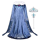 URAQT Elsa Costume, Costume da Principessa Elsa con Corona Bacchetta Vestito da Principessa Bambina, Vestitos da Principessa Elsa Vestito da ...