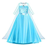 URAQT Elsa Vestito Set, Costume Vestito Bambina Principessa, Cosplay Party Halloween Abito delle Ragazze di Natale Vestito Fantasia, 150cm