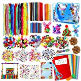 URBZUE Lavoretti Creativi per Bambini, 2000+ Pezzi DIY Art Craft Set, Wiggle Occhi, Sticks, Glitter Palla Pompon e Scovolini Pipa ...
