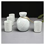 Uziqueif Set di Sake in Porcellana,5 Pezzi Set di Sake in Stile Giapponese Sushi Bicchieri in Ceramica Temperatura Bicchieri da ...