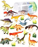 Vanplay 21PCS Dinosauri Giocattolo Decorazioni per Torte con Secchio di Stoccaggio per Bambini