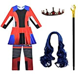 VersusModa Simile Descendants Vestito Carnevale Tuta Evie Bambina Cosplay Costume Dress Overall DESC05 (Solo Scettro, Taglia Unica)