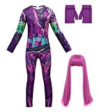 VersusModa Simile Descendants Vestito Carnevale Tuta Mal Bambina Isle Costume Dress DESC06 (Tuta+Guanti - Overall+Gloves, 150)