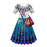 VersusModa Simile Mirabel Costume Vestito Carnevale Maschera Cosplay Dress Wig ENCAN02 (Vestito + Borsetta, XXXL),Multicolore