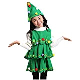Vestito Bambina Albero di Natale Manica Lunga Costume da Natale per Bambini Cosplay Costume Albero di Natale Vestito Tutu con ...