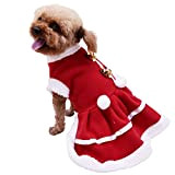 Vestito Cane Piccolo Natale Rosso in Pile Abito Animali Domestici Collo di Pelliccia con Fiocco e Campana Costume Cane Natale ...