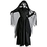 Vestito da donna per Halloween, a maniche lunghe, da vampiro, costume da strega, nero, per feste di carnevale, carnevale, per ...