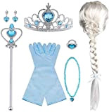Vicloon Aggiornamento Accessori Costumi per Ragazze Costume Elsa Costume Carnevale - Parrucca / Diadema con un Diamante / Guanti / ...