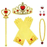 Vicloon Costumi da Principessa Set, Corona, Diadema, Guanti, Bacchetta Magica e Collana 3-9 Anni