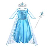 Vicloon Elsa Costume Ragazze Principessa, Elsa Vestito Set con Principessa Corona e Principessa Bacchetta, Cosplay Party Halloween Abito delle Ragazze ...