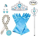 Vicloon Elsa Princess - Set di 8 orecchini a forma di corona e bacchetta di guanti blu