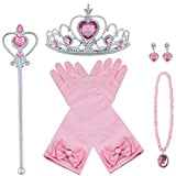 Vicloon Nuovi Costumi da Principessa 7Pcs Set Dono da Tiara, Guanti, Bacchetta Magica, Anello, orecchino, Collana da 3 a 9 ...