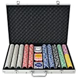 vidaXL Set Gioco Poker 1000 Chips Fiches Laser Valigetta Alluminio Gioco Carte