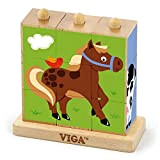 VIGA Toys – 50833 – impilabile Cube Puzzle – Animali della Fattoria – 9PCS