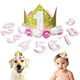 VIKSAUN Cappellino compleanno, Bambino corona, Fascia Bambina dei Capelli Corona Principessa, Principessa Fiore Corona, per decorazione della festa compleanno,Accessori per ...