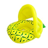 Vindany Salvagente Neonato - Neonato Gonfiabile Giocattoli Galleggianti Baby Float Salvagente con Regolabile Parasole per Bambini (6-36 Mesi) (Yellow Pineapple)