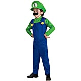 VISVIC Super Mario Luigi Bros Cosplay Fancy Halloween Dress Outfit Costume Unisex Uomo Donna Adulto Bambini Adolescenti，Luigi verde ragazzo，S