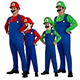VISVIC Super Mario Luigi Bros, costume da cosplay, unisex, da uomo, adulto, bambini, giovani, uomo, Luigi Green, L