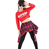Voleseni™ - Set di costumi da danza hip-hop, per bambini, stile moderno, da ballo, 150 cm, colore: rosso
