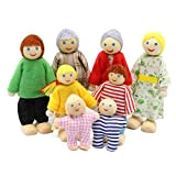 Wagoog Bambole familiari in Legno Set di 8 Figure di Piccole Persone Pupazzi Flessibili per Accessori per mobili per la ...