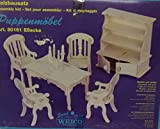 Weico 80161 set in legno da assemblare con scaffale,4 sedie,tavolo e candeliere per casa delle bambole scala 1/12