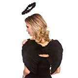Wicked Costumes Unsiex - Set di capelli per adulti, con ali di piume e alone, per Halloween, Natale, accessorio per ...