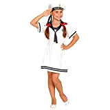 WIDMANN 03094 ? Costume per Bambini Sailor Girl, Vestito e Cappello, Bianco, Misura 104