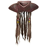 Widmann 09644 - Cappello da pirata con capelli, a tre punte, effetto pelle, accessorio per travestimenti da carnevale e feste ...