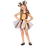 Widmann 10365 01365 - Costume da renna, da bambina, con gonna in tulle, cerchietto, copricapo, tiara, REH, cervo, Natale, carnevale, ...