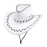 WIDMANN 2897W - Cappello da Cowboy, Scamosciato con Cuciture, Bianco, Taglia Unica Adulto