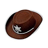 Widmann 37713 27713-Cowboy, cappello da cowboy in feltro, marrone, gilet selvatico, carnevale, feste a tema, unisex per bambini