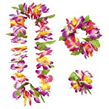 Widmann 9136W - Set Hawaii Maui, collana, bracciale, copricapo, corona di fiori, fiori, festa in spiaggia, festa a tema, carnevale