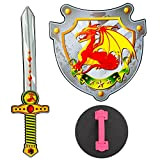 Widmann 97304 - Spada e scudo da cavaliere del drago in morbida gommapiuma, per bambini e piccoli cavalieri in occasione ...