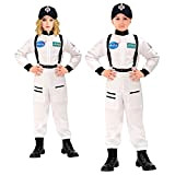 Widmann - Costume da astronauta per bambini, composto da una tuta intera con toppe, bianco, per carnevale e feste in ...