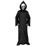 Widmann - Costume da morte personificata per bambini, composto da tunica e maschera scheletrica olografica, con cappuccio e guanti con ...