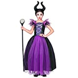 Widmann - Costume Malefizia per bambini, vestito, copricapo, Halloween, carnevale, festa a tema